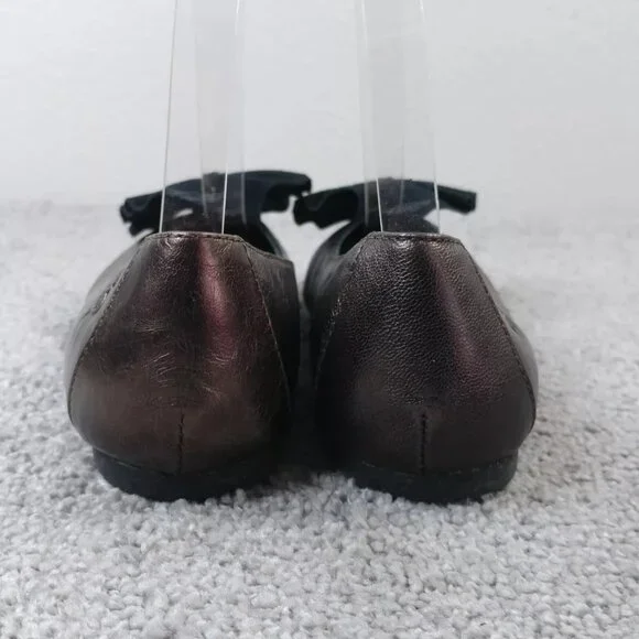 Born Molly Ballet Flats Womens 6 Comfort Shoes Slip On Bow Brown Bronze Leather - Picture 8 of 11